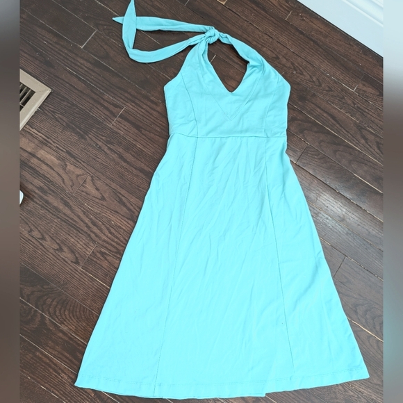 Patagonia Morning Glory Halter Dress in bright turquoise, xs or s no tag - Picture 1 of 5
